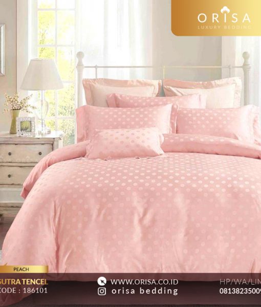 sprei sutra pink
