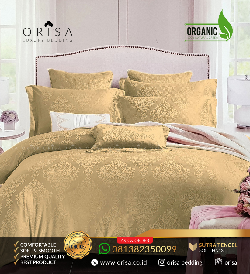 sprei gold mewah orisa jacguard sutra tencel murah ORISA