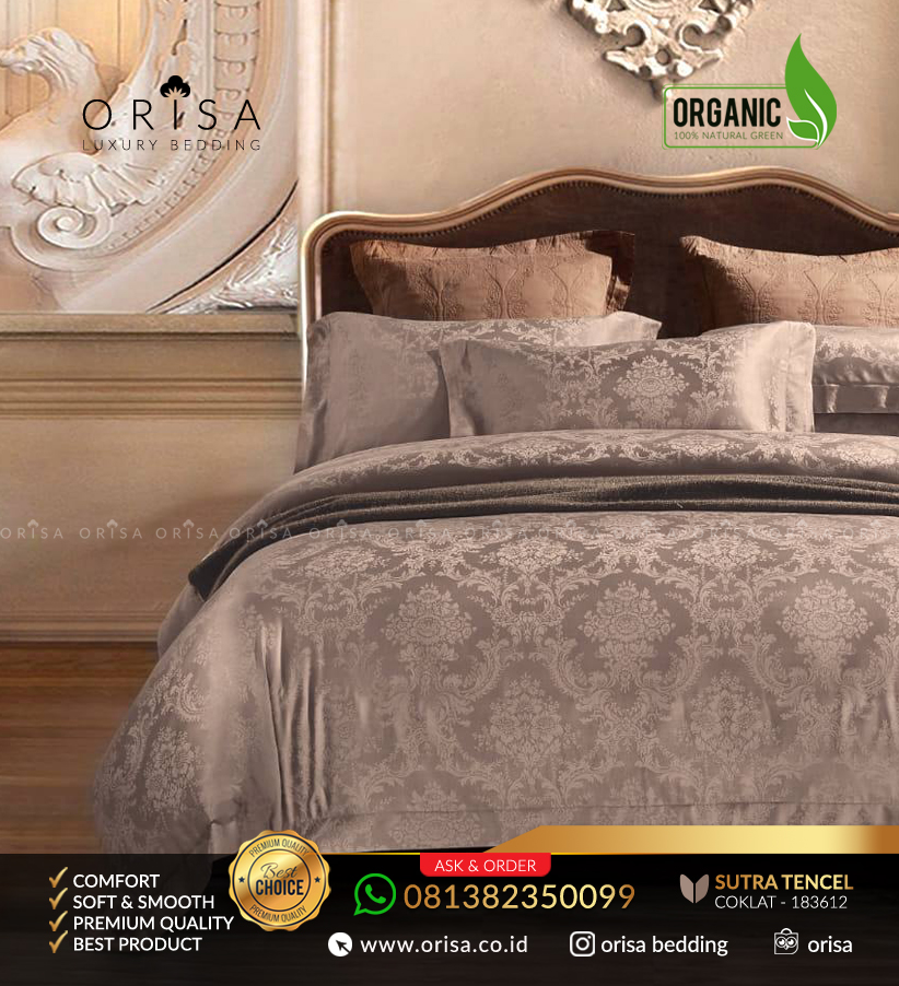 Seprei bedcover set orisa bahan jacguard sutra tencel 