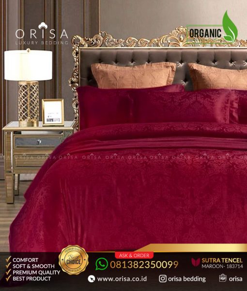 sprei-jacguard-sutra-tencel-organik-orisa-merah-maroon