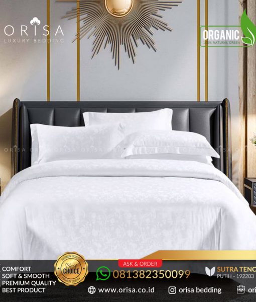 sprei king koil tencel orisa mewah lembut putih