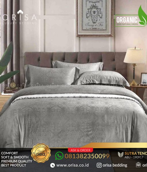 sprei orisa mewah bedcover set warna abu